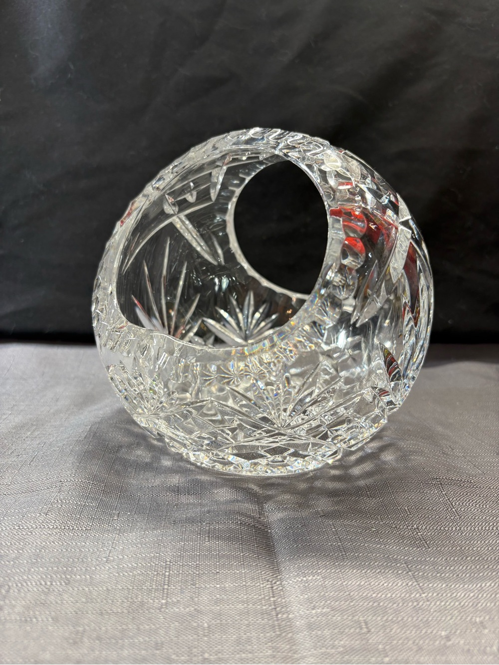 Cut Crystal Round Vase with Cutout